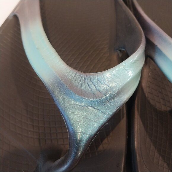 OOFOS Flip Flop Thong Sandal Womens 7 Atlantis Blue OOlala Luxe Recovery - Picture 6 of 11